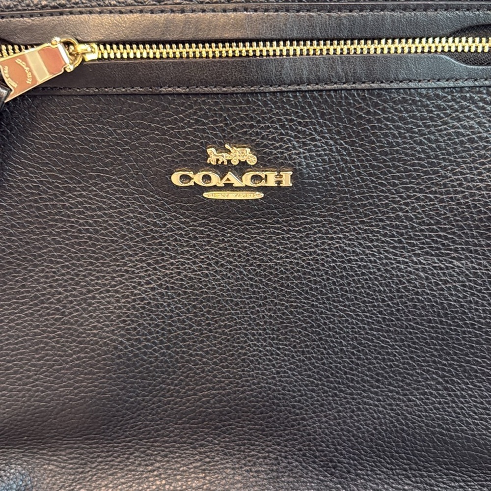 Coach// Black Crossbody Bag with Gold Accents - Picture 2 of 6